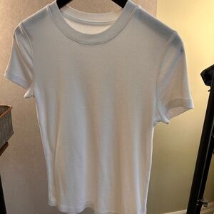 Banana Republic White Ribbed Crewneck Top